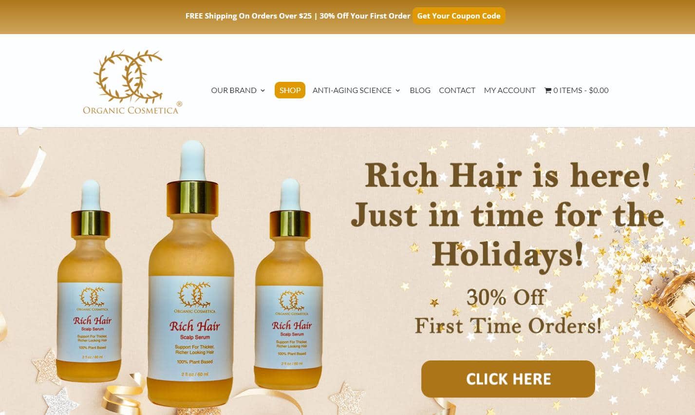 Organic cosmetica screenshot -website developer New Jersey