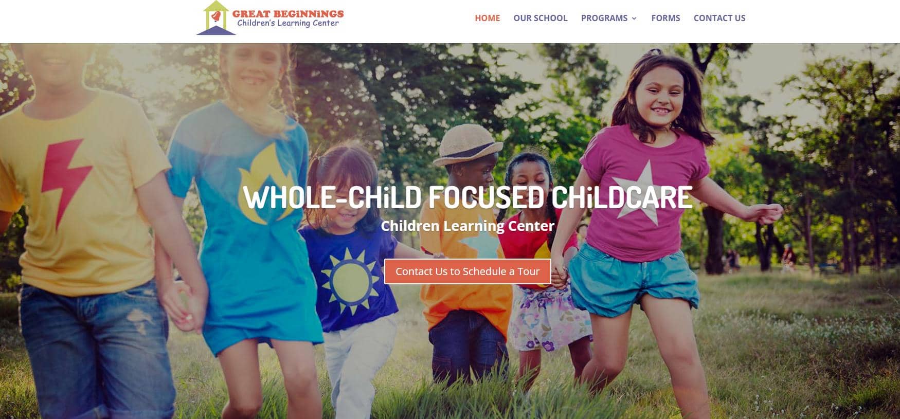 childcare center website homepage