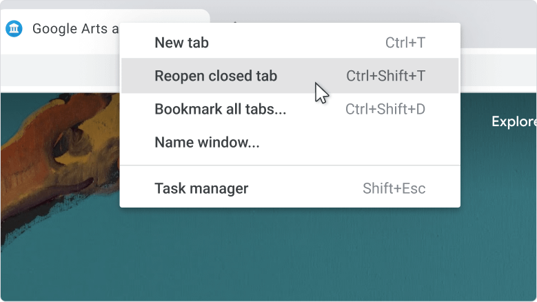 reopen tab in Chrome